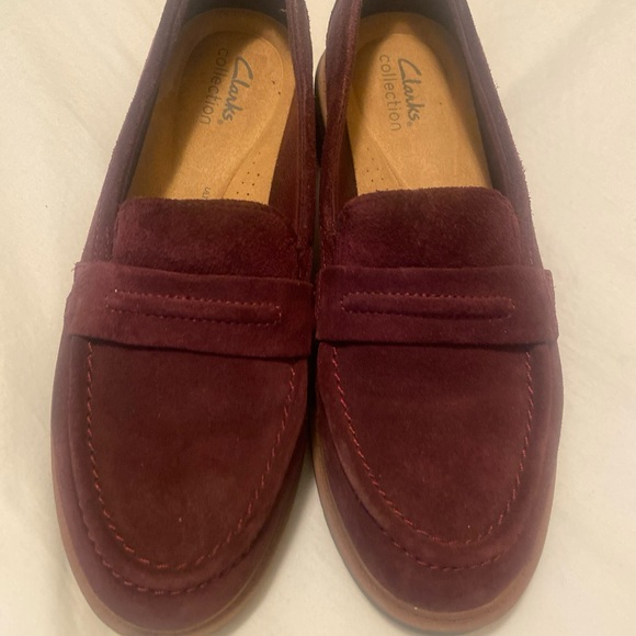 Clarks Collection Leather Loafers Westlynn Bay Maroon Sz 7.5 In Like New Cond - Picture 3 of 6